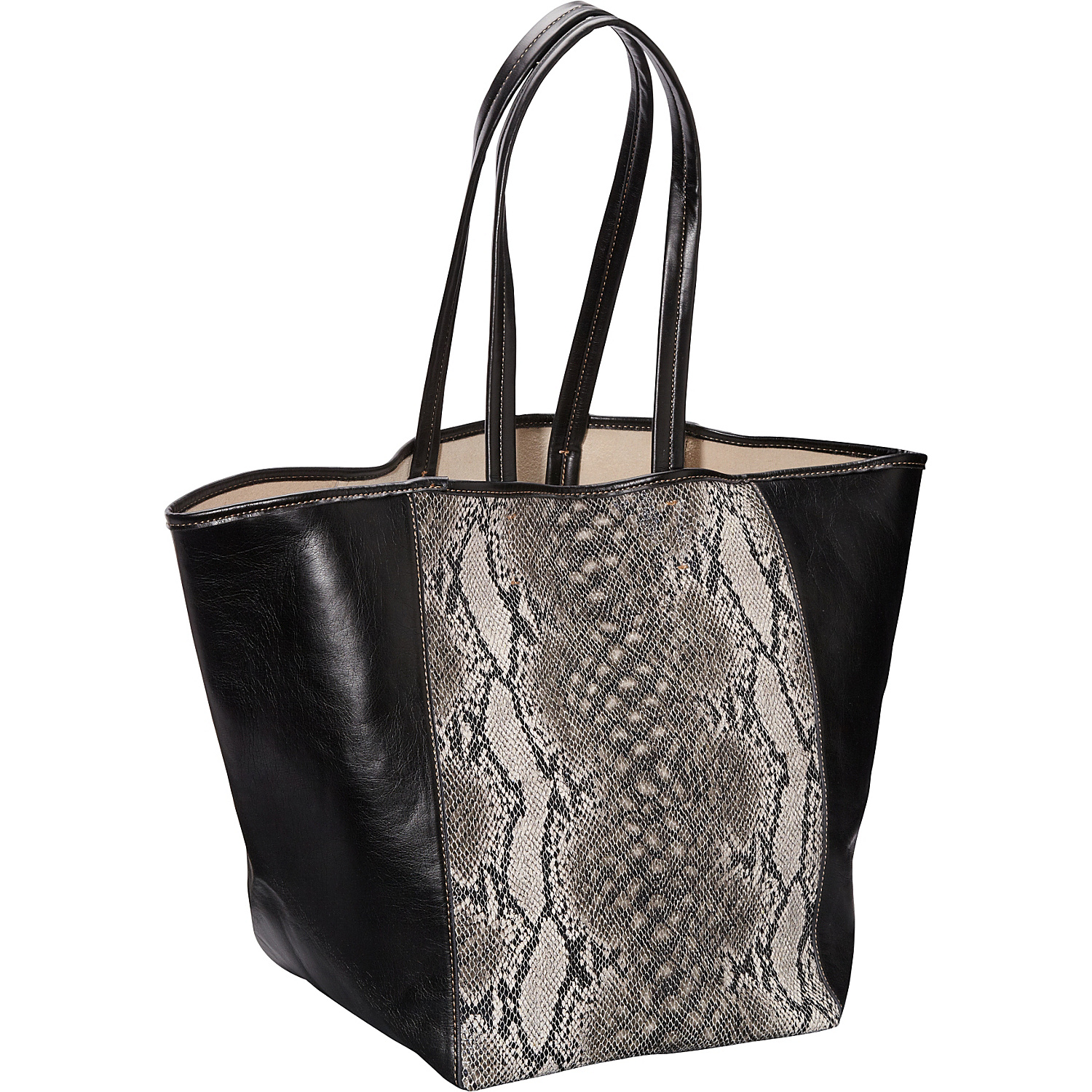 Page Python Print and Leather Tote