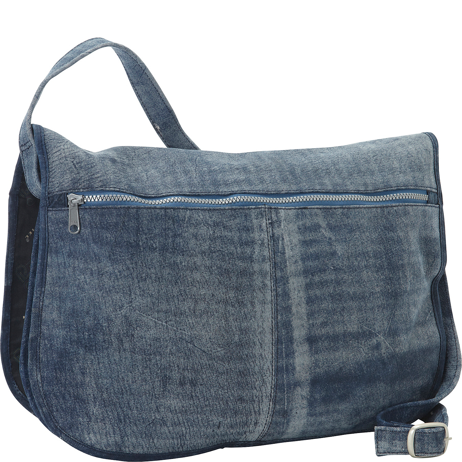 Denim Messenger Portfolio Buckled Bag