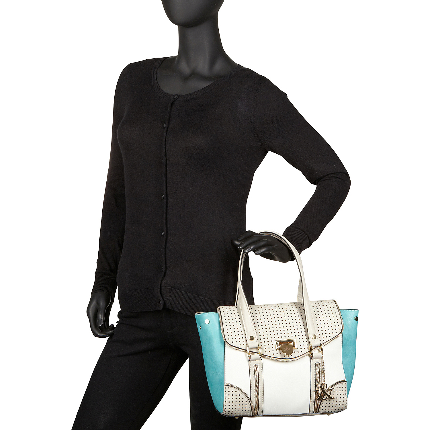 Tri-Toned Laser Cut Satchel Bag