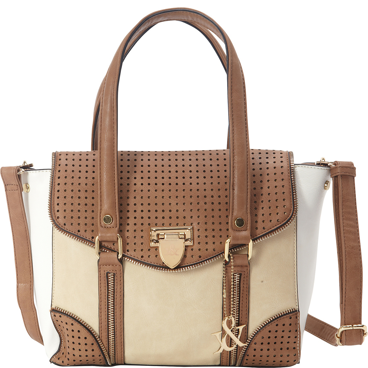 Tri-Toned Laser Cut Satchel Bag