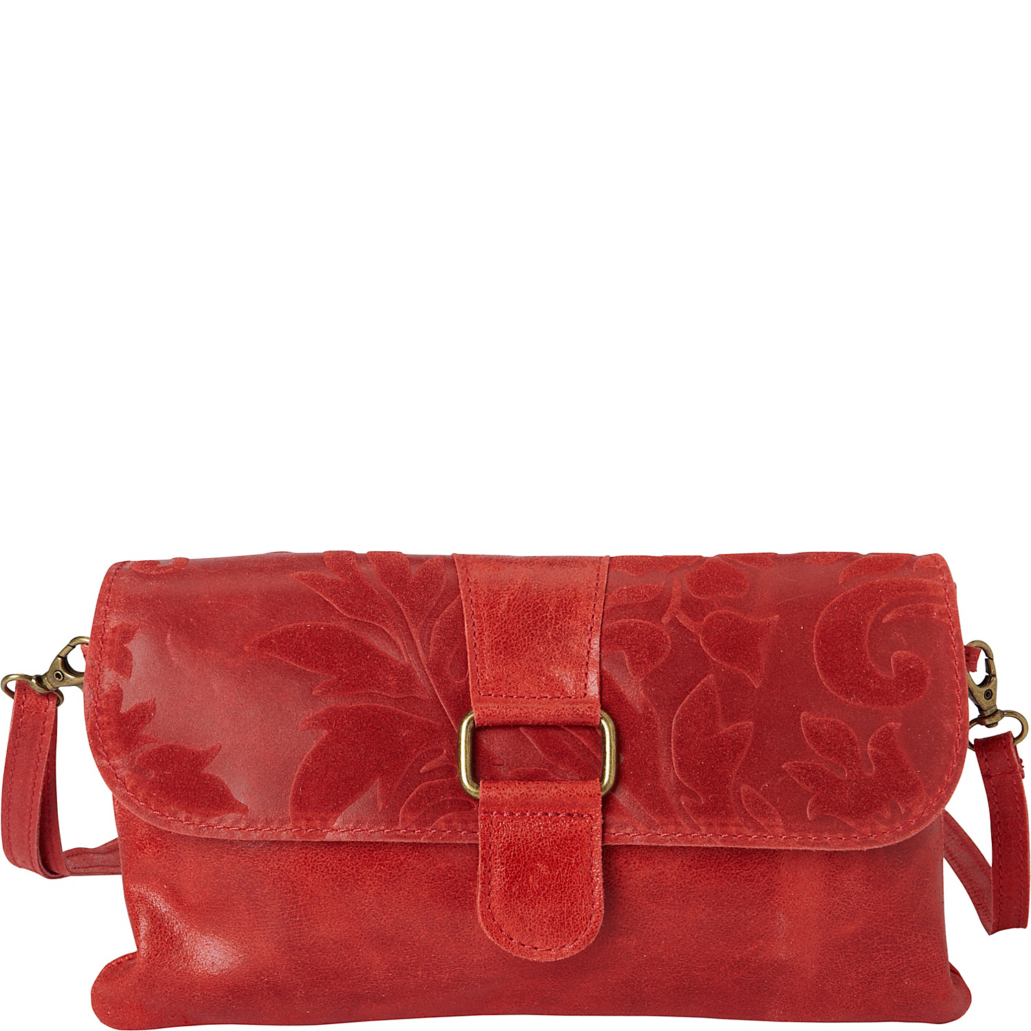 Textured Italian Leather Clutch and Shoulder Bag