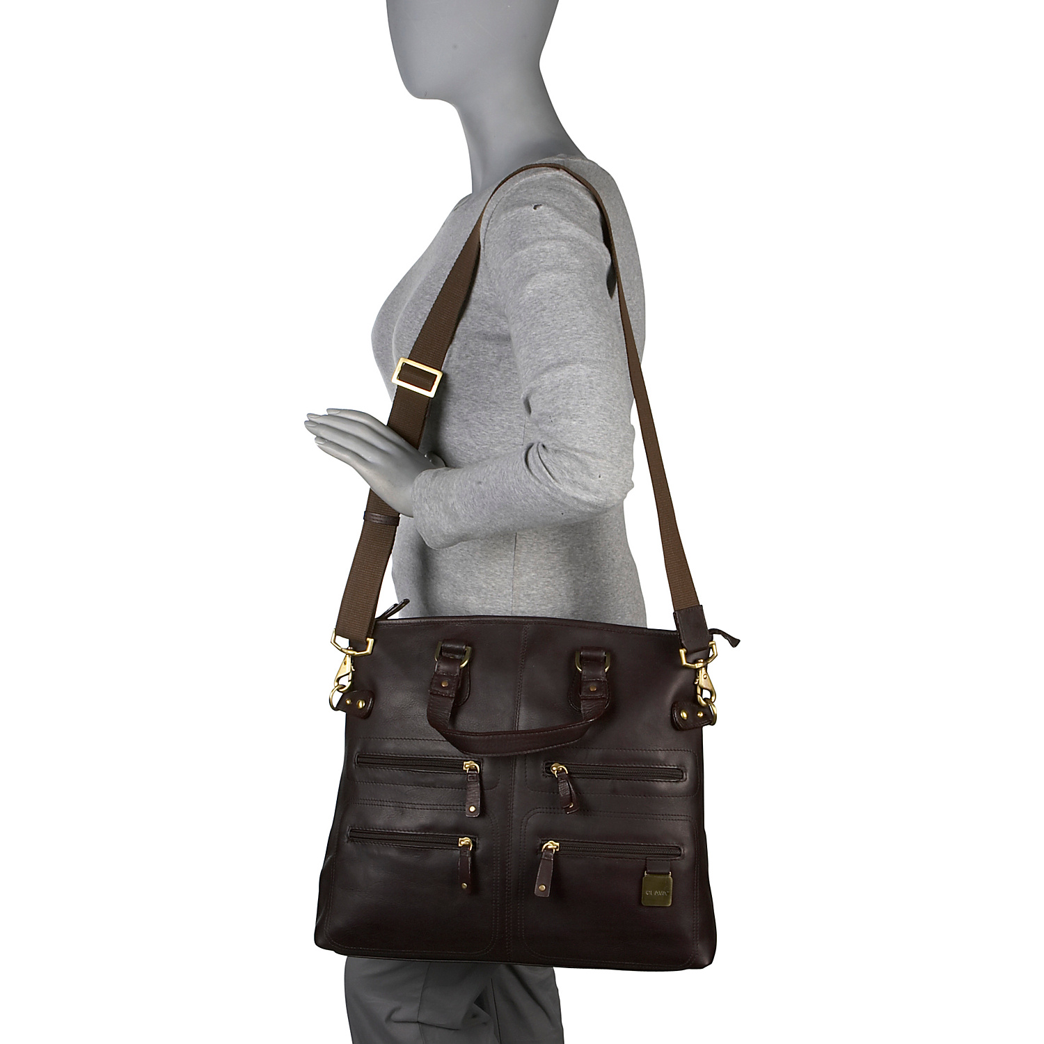 Leather Zip Tote/Shoulder Bag