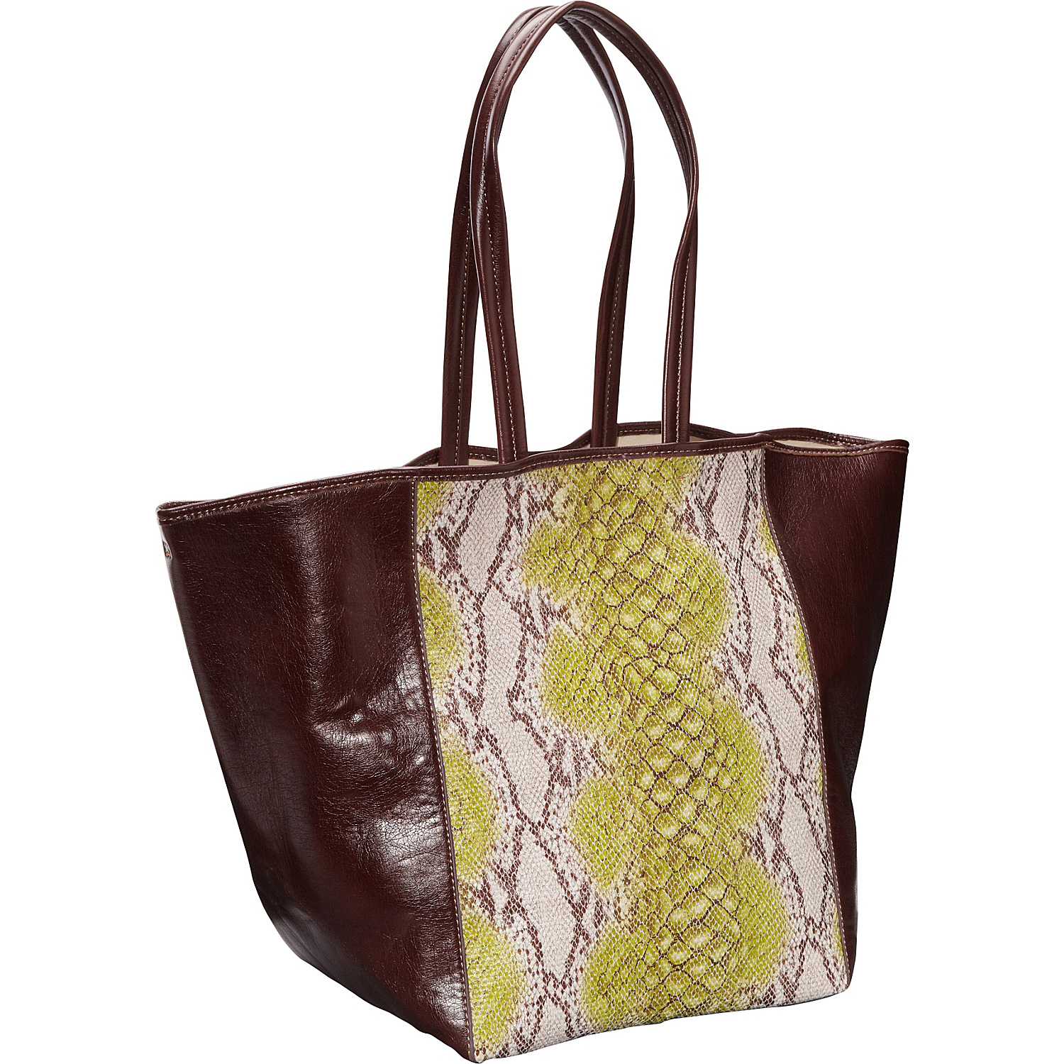 Page Python Print and Leather Tote