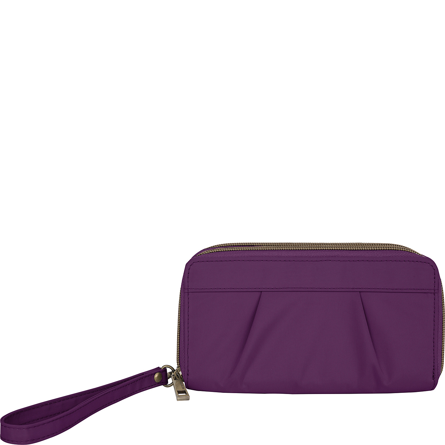 RFID Pleated Double Zip Clutch