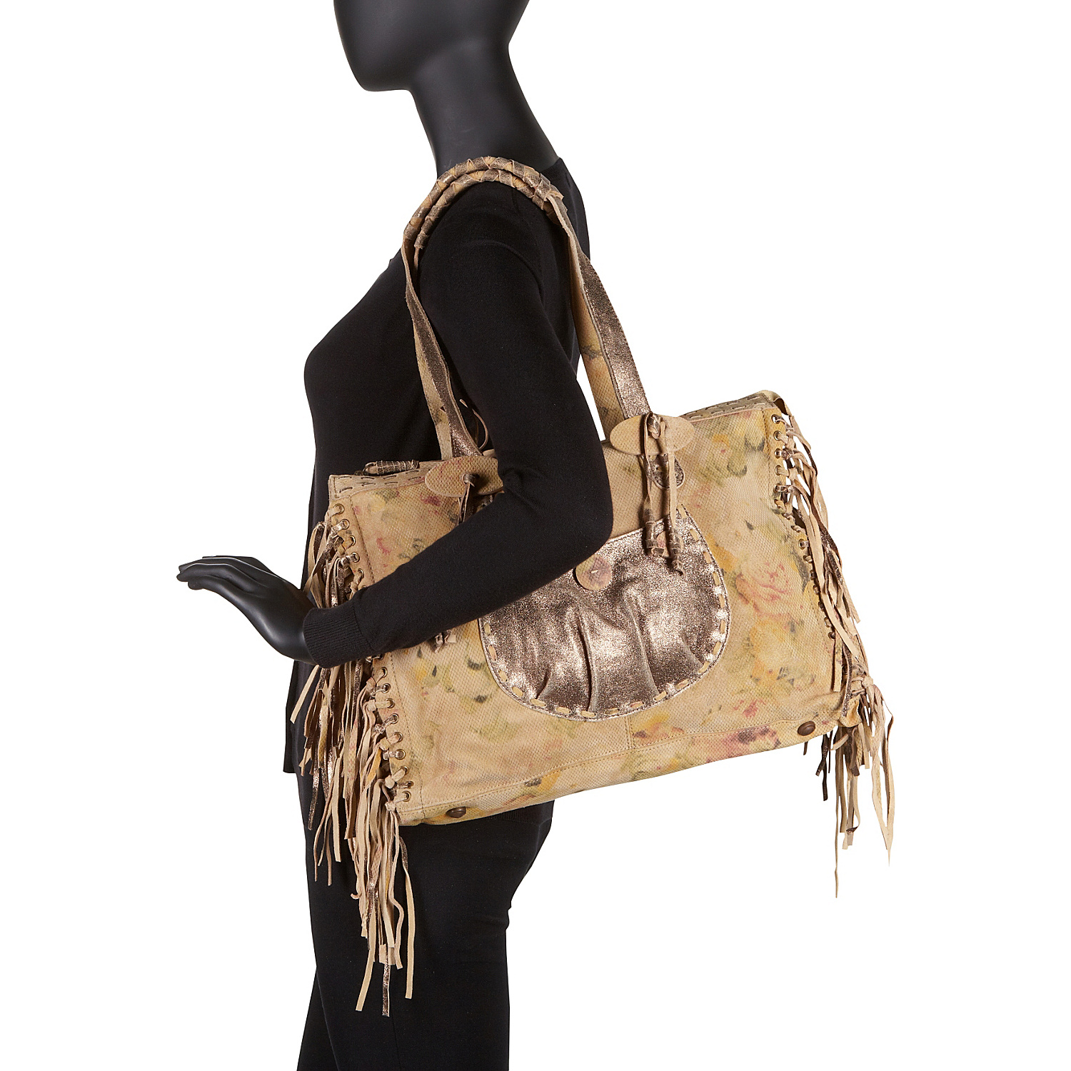 Knotted Fringe Leather Tote