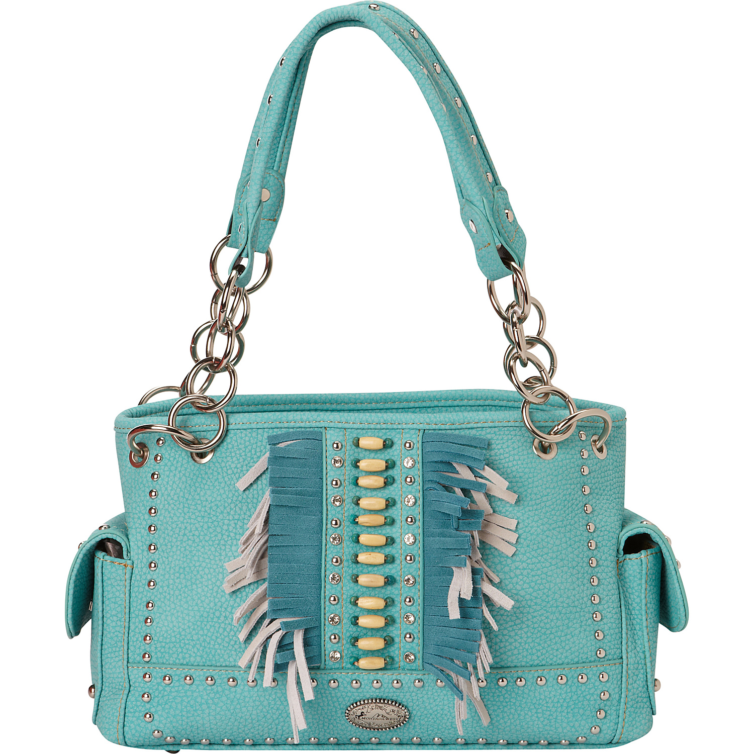 Two Toned Satchel with Indian Beads