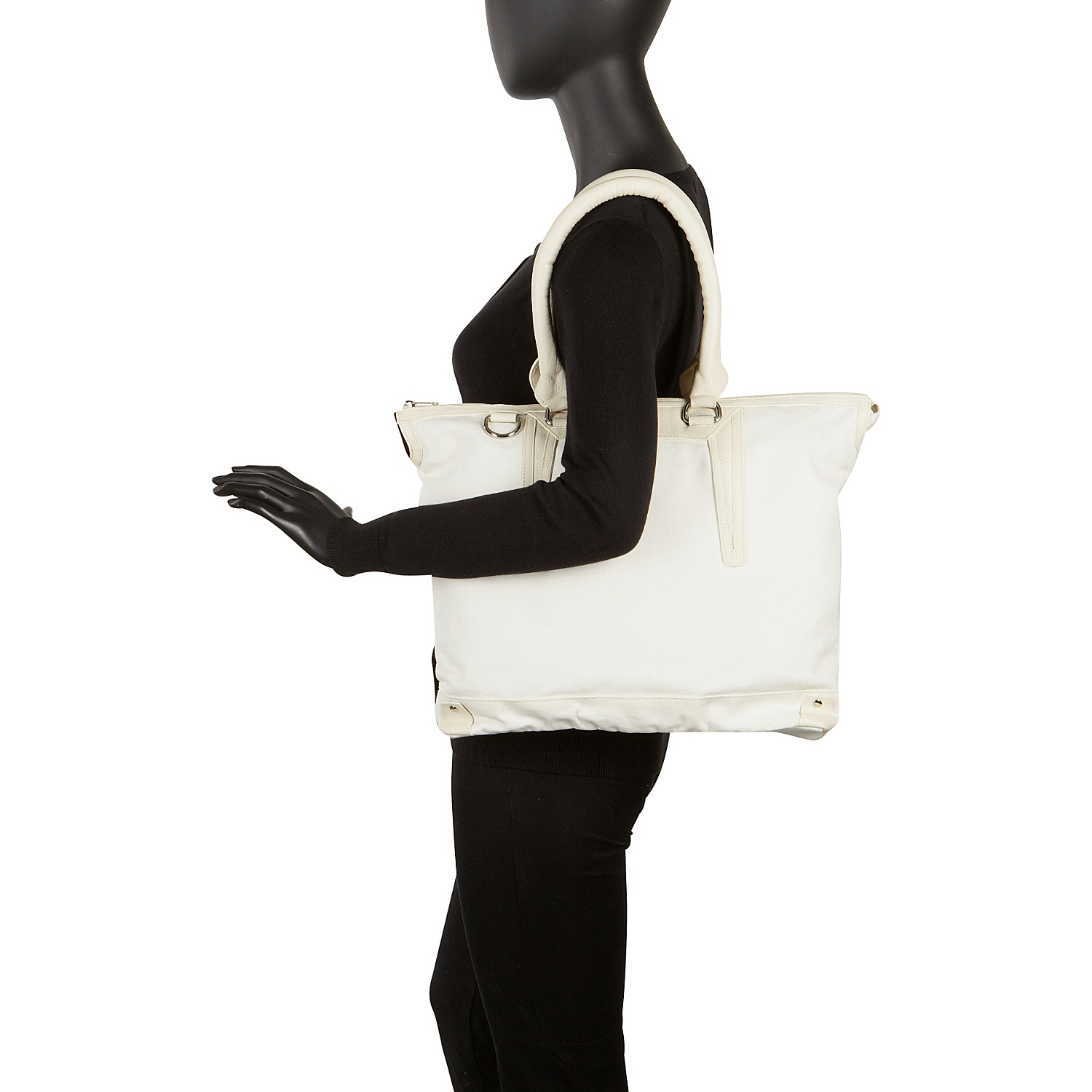 Large Canvas and Leather Tote Handbag