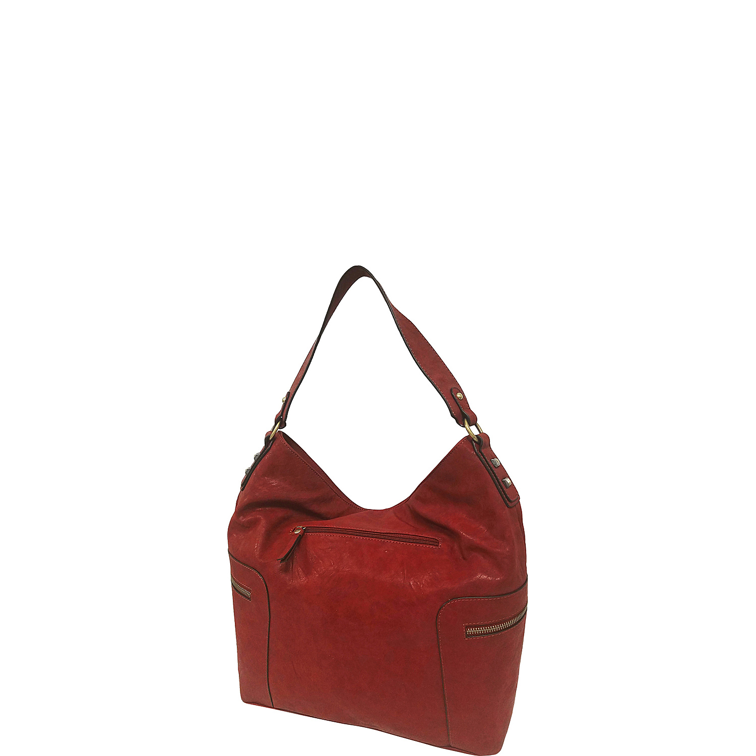 Faux Leather Vertical Zip Front Shoulder Bag