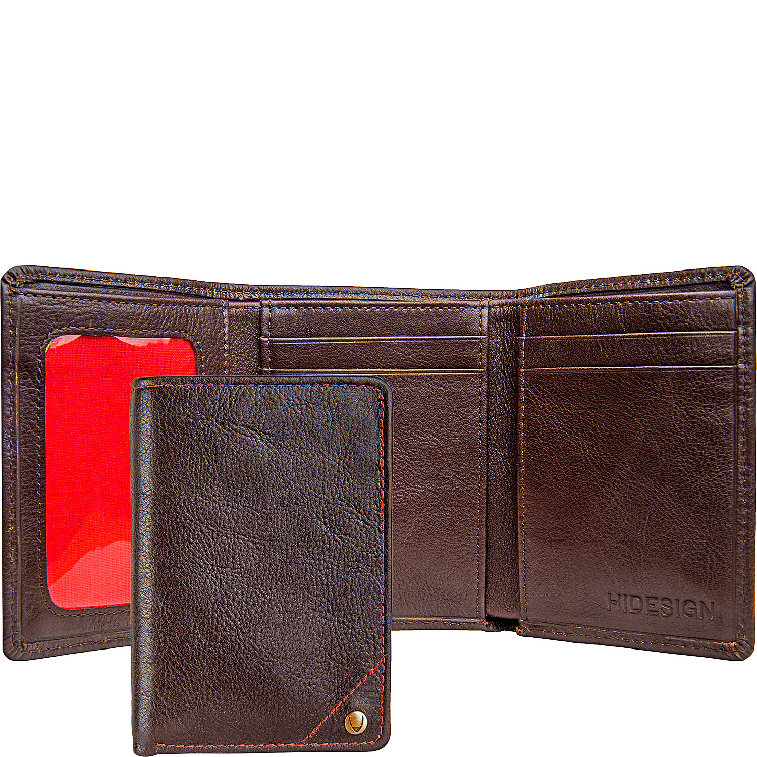 Angle Stitch Leather Slim Trifold Wallet