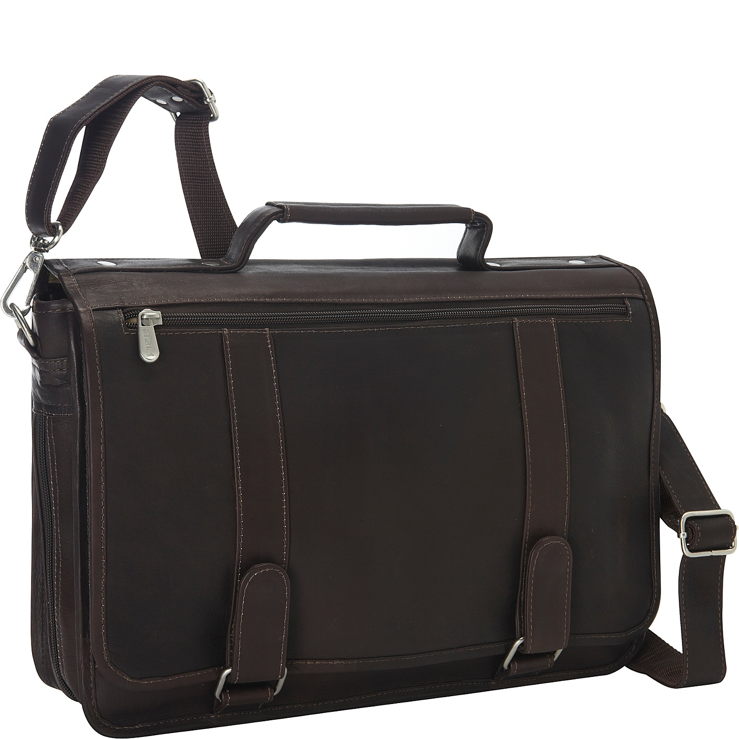 Double Loop Leather Expandable Laptop Briefcase