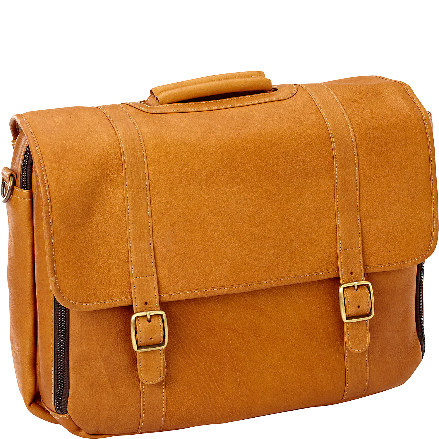 Leather Gusset Laptop Briefcase