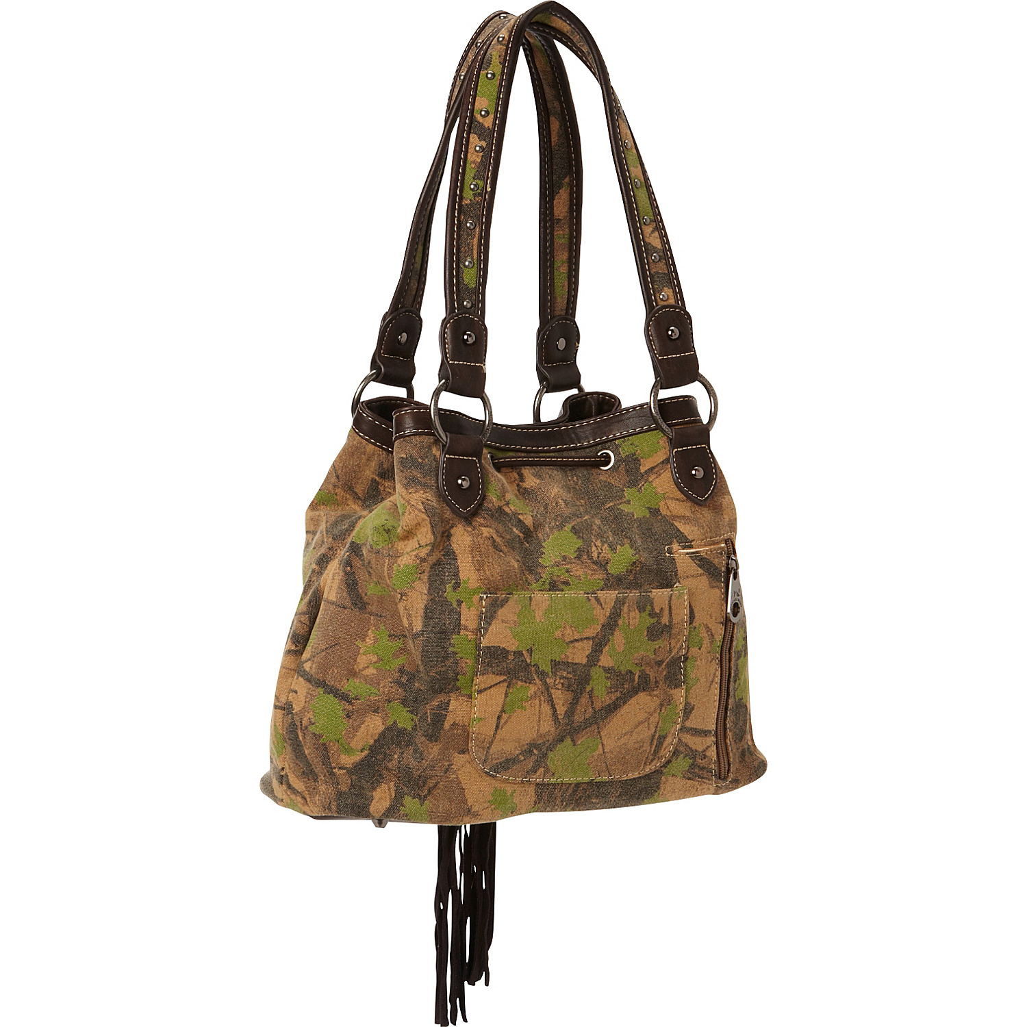 Camo Print Handbag with Studs