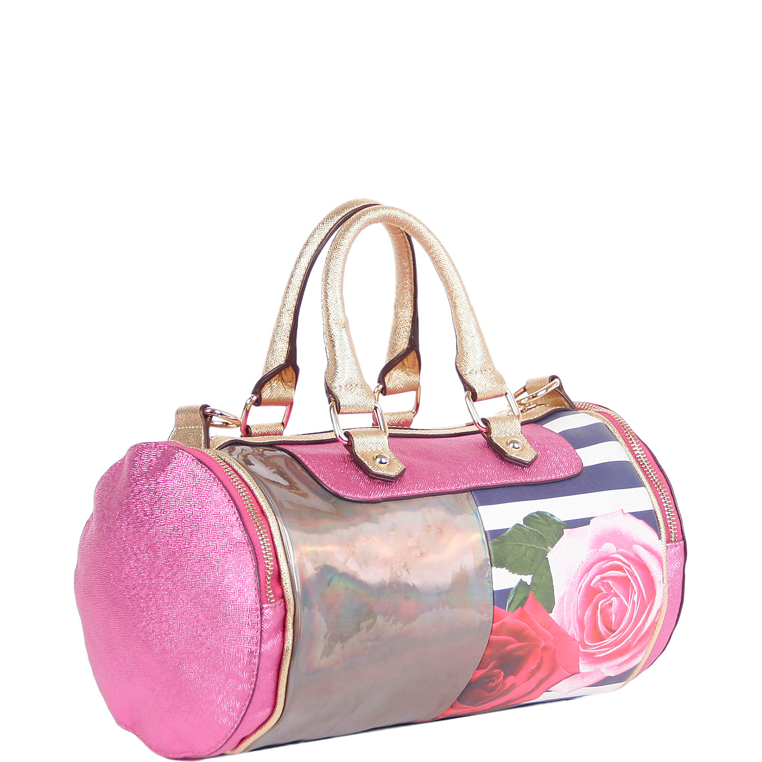 Ashton Rose Print Small Barrel Bag