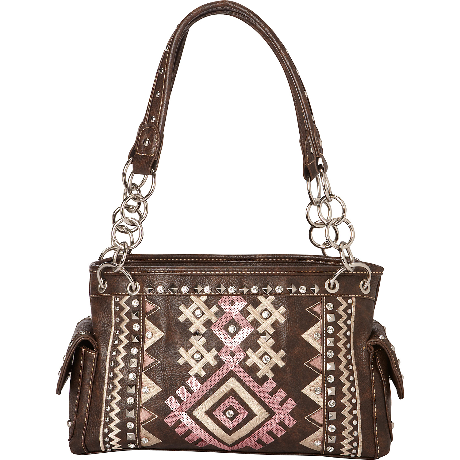 Tribal Design with Glitter Sequence Satchel