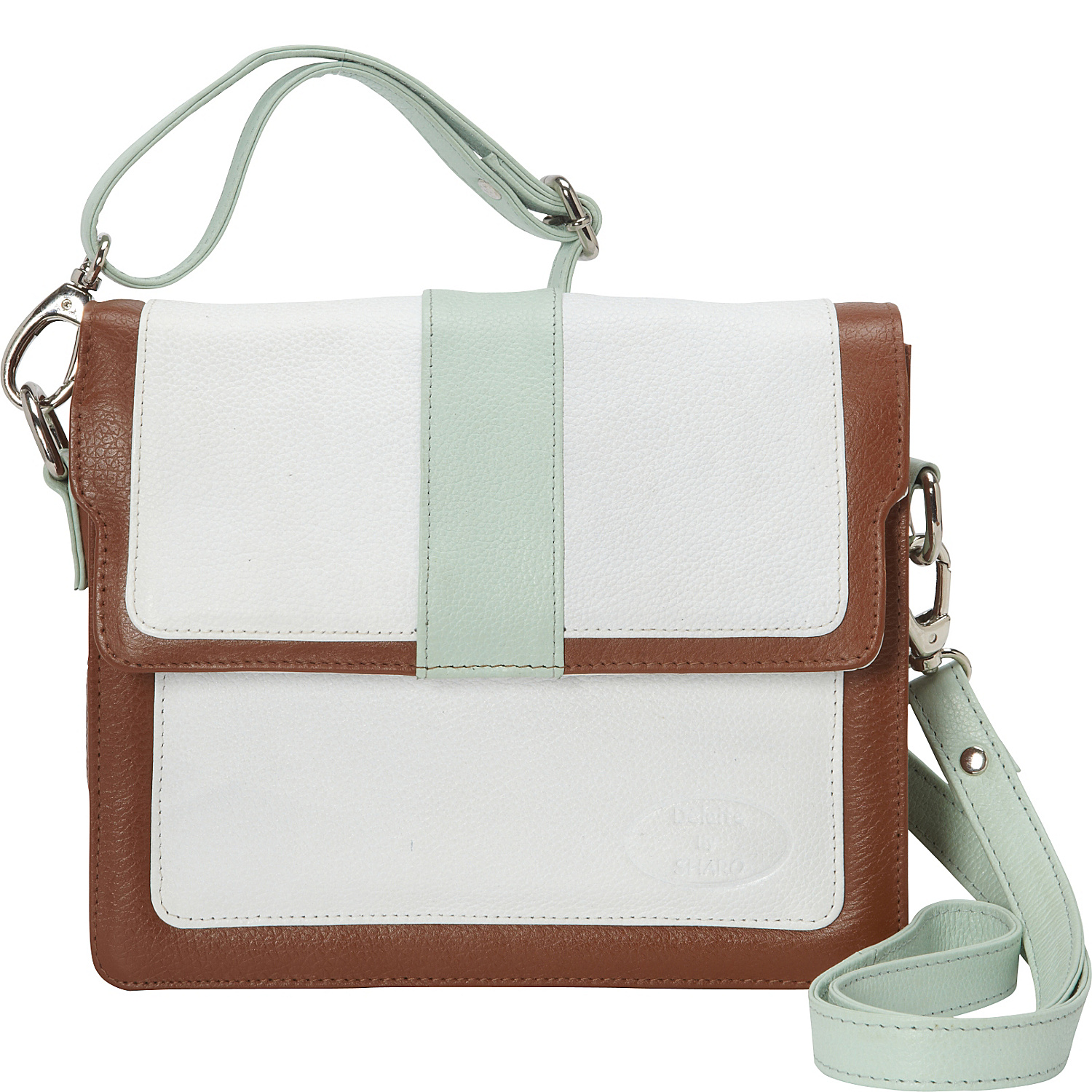 Colorblock Leather Cross Body Bag