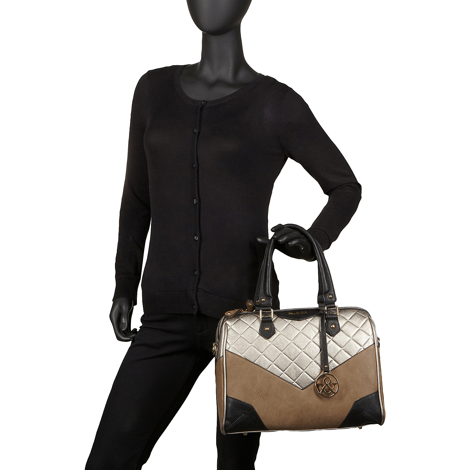 Quilted Two Tone Top Handle Bag
