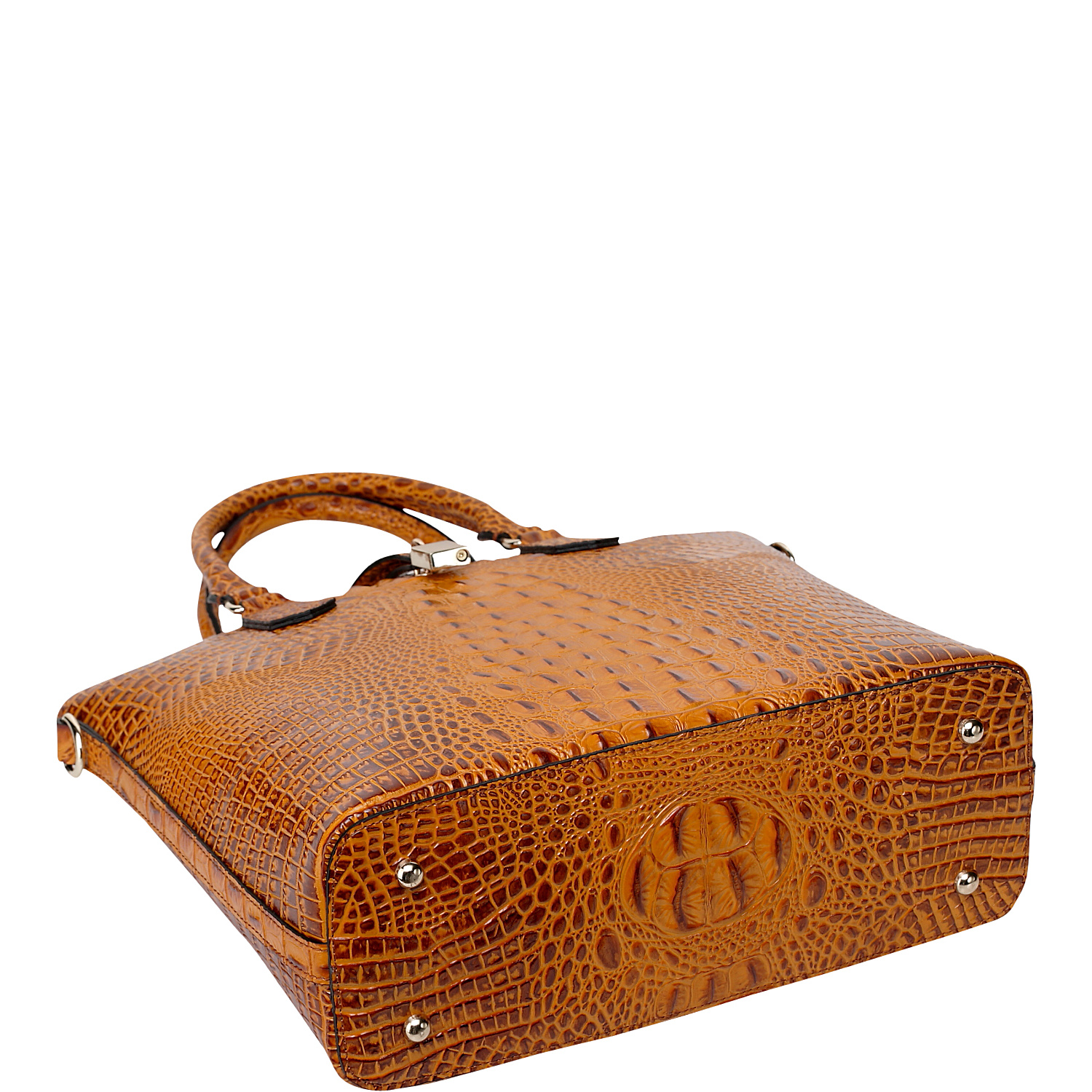 Dione Croc Embossed Top Handle Leather Tote