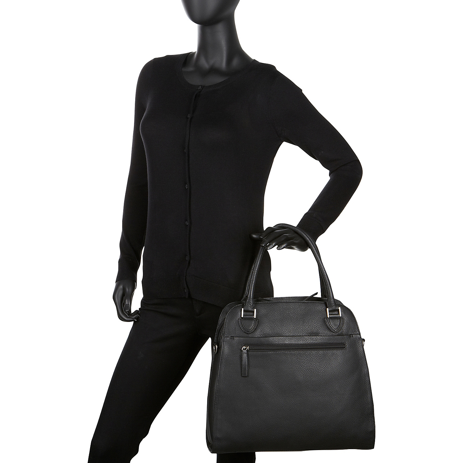 N/S Top Zip ShoulderBag with Twin Handle Strap