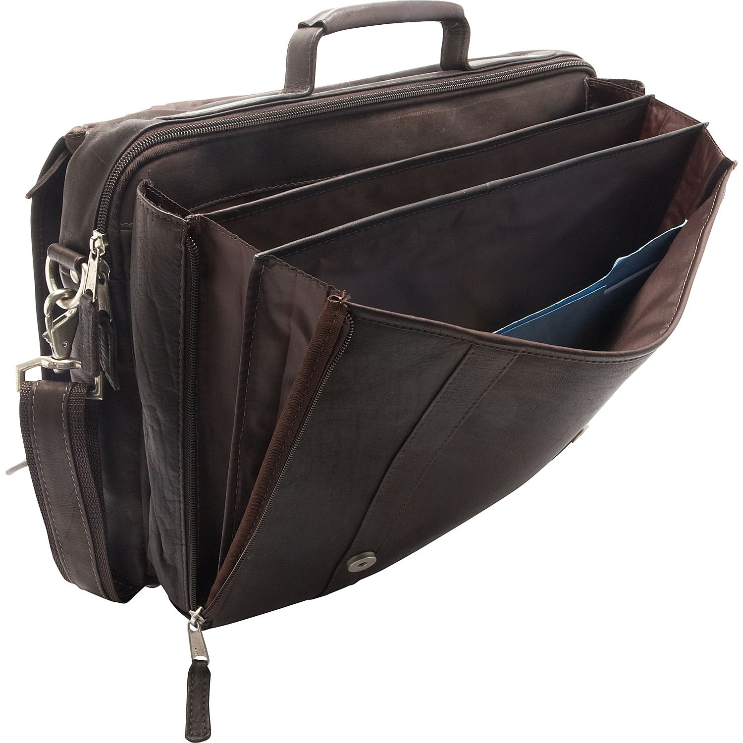 Leather Gusset Laptop Briefcase