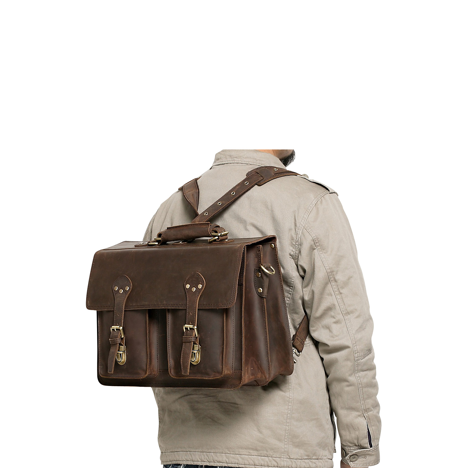 Cambridge Full Grain Leather Briefcase Backpack