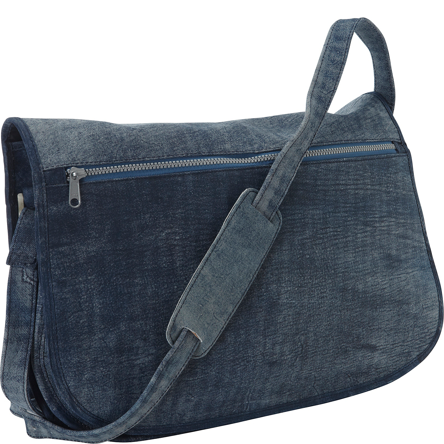 Denim Messenger Portfolio Buckled Bag