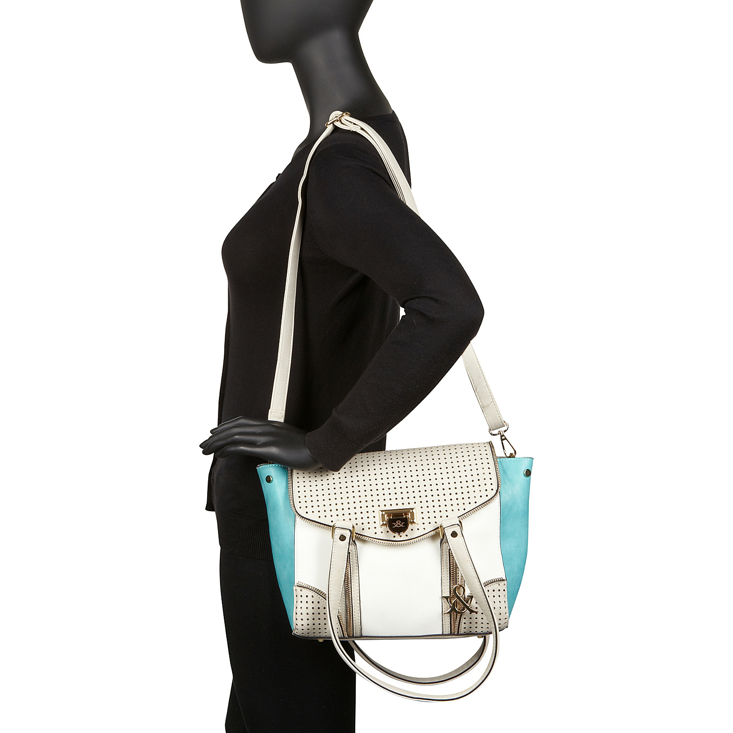 Tri-Toned Laser Cut Satchel Bag