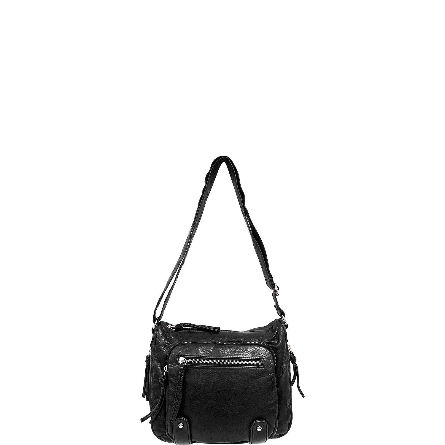 Washed Faux Leather Multi Panel Crossbody