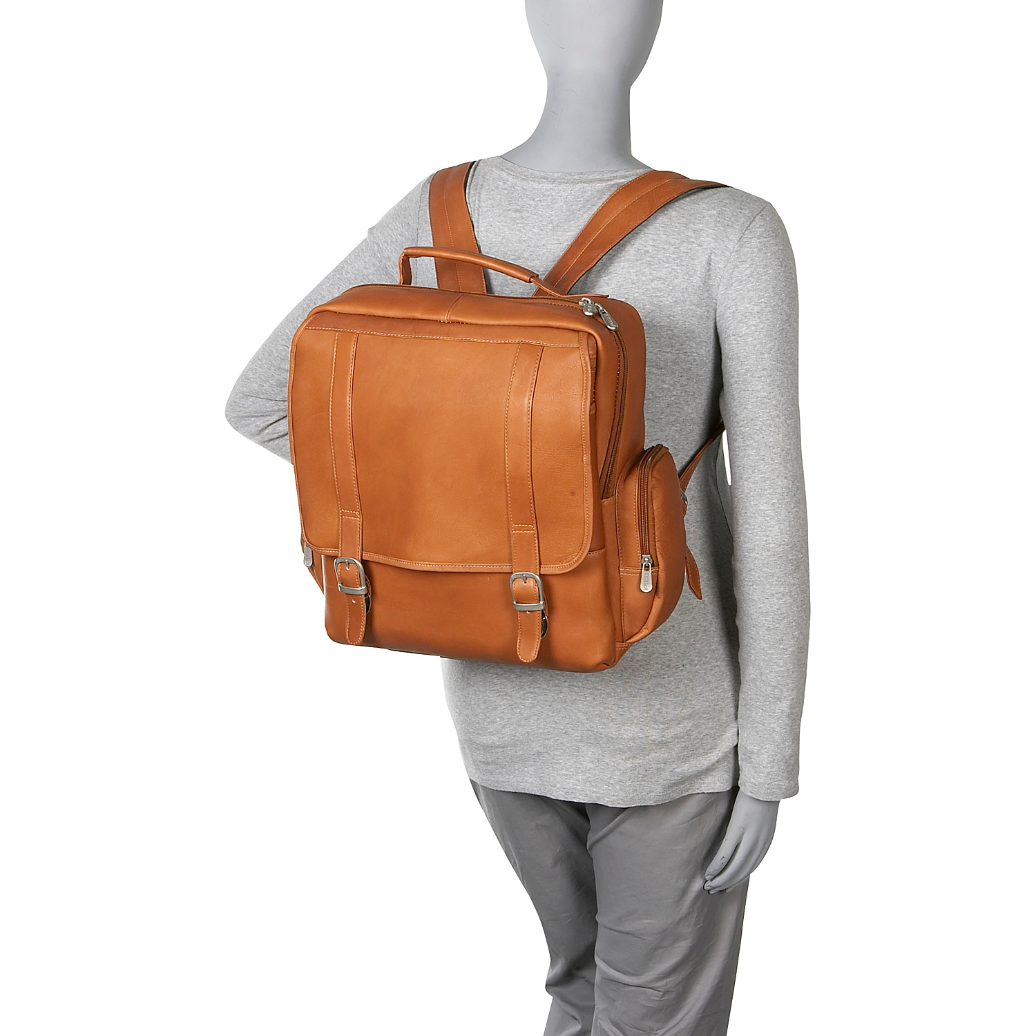 Vertical Leather Laptop Backpack