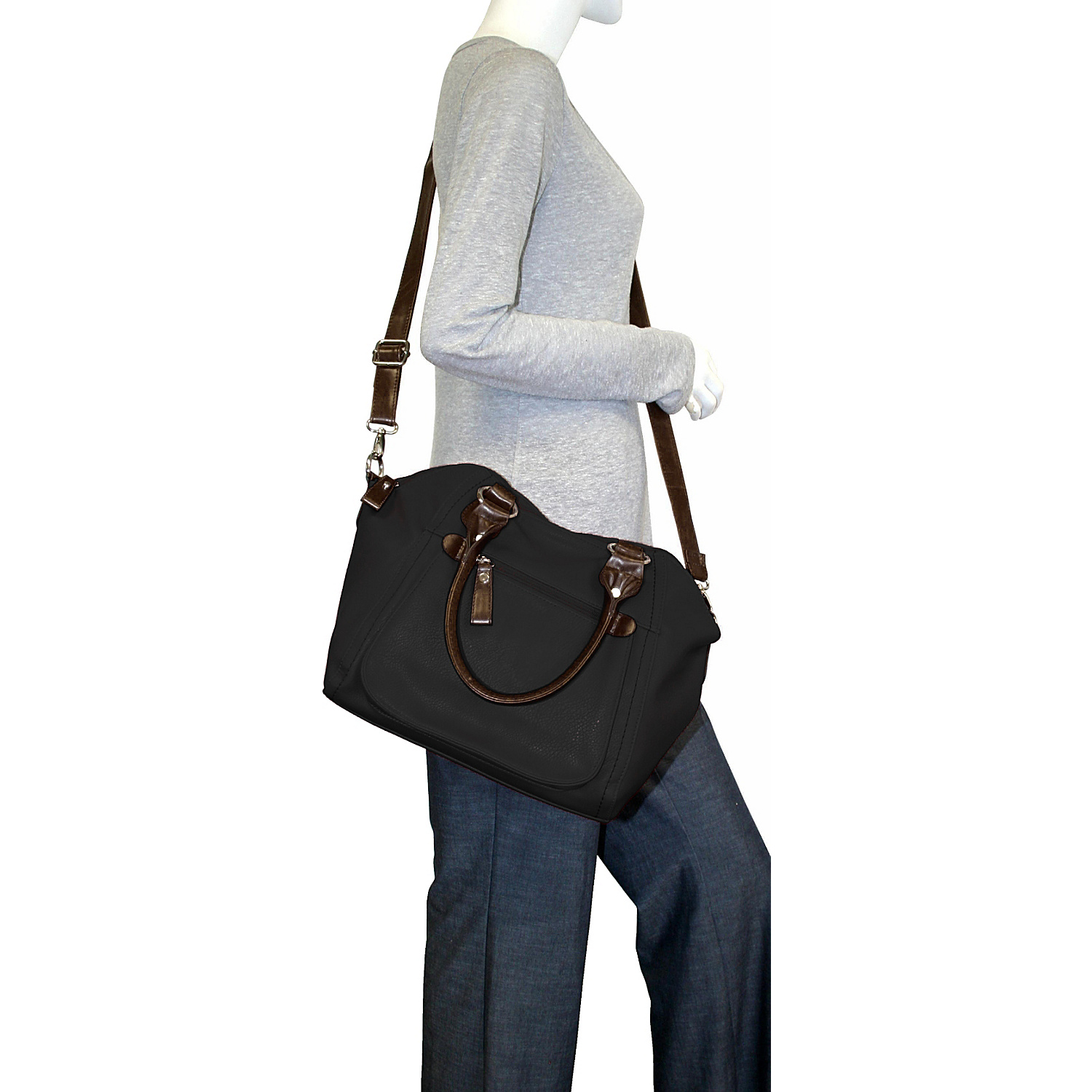 Top Zip Satchel with Cross Body Strap