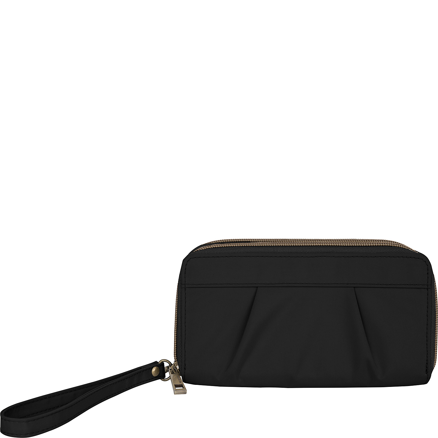 RFID Pleated Double Zip Clutch