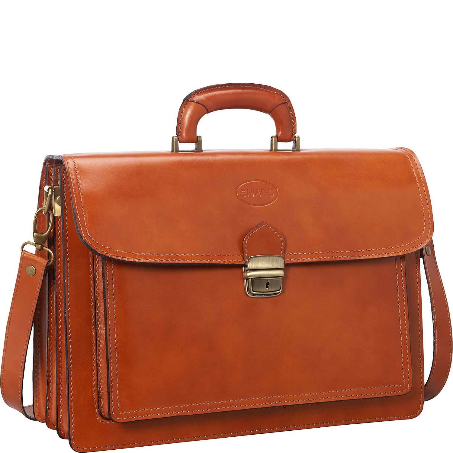 Italian Leather Computer Brief and Messenger Bag