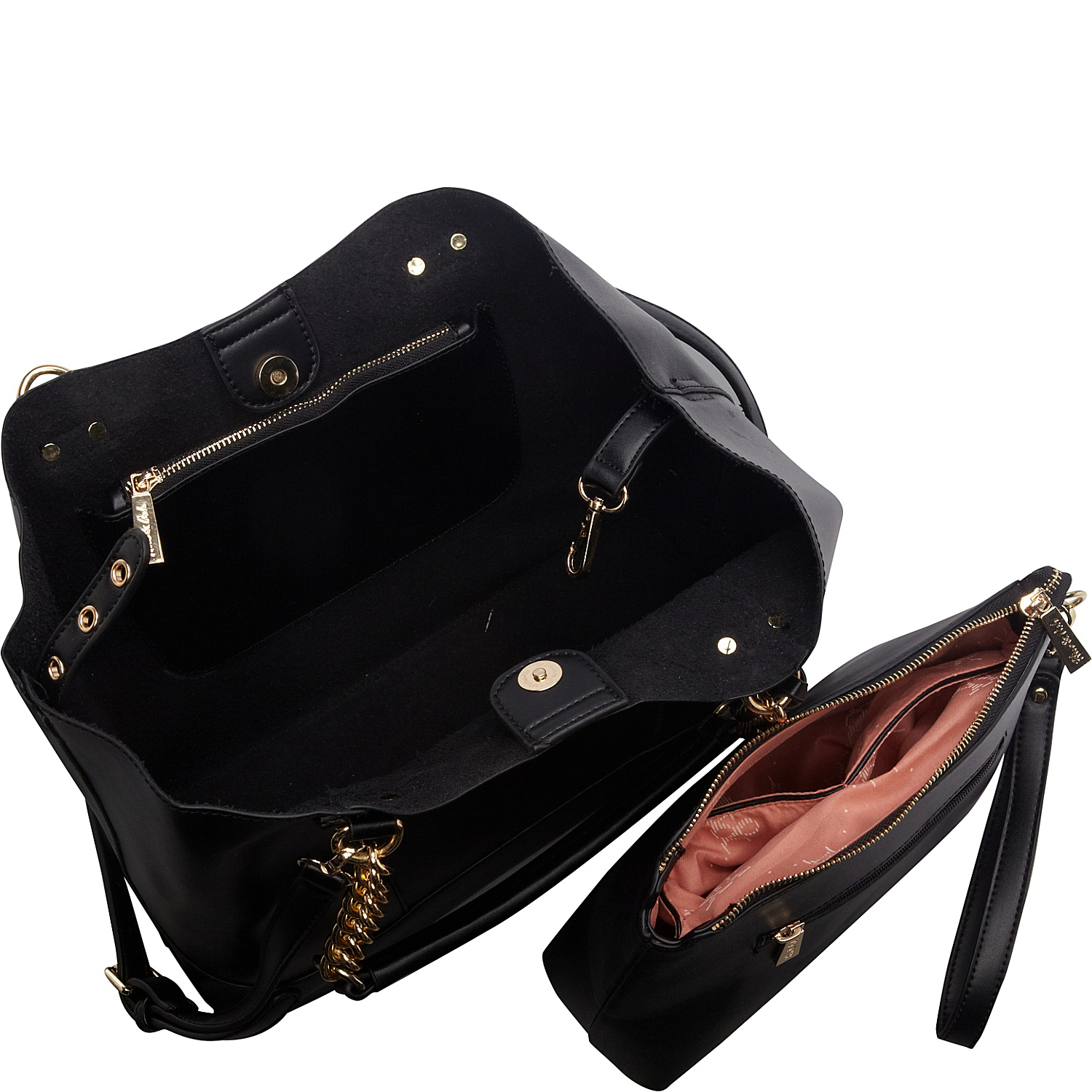 Solid Tote Bag W/ Detachable Zippered Bag