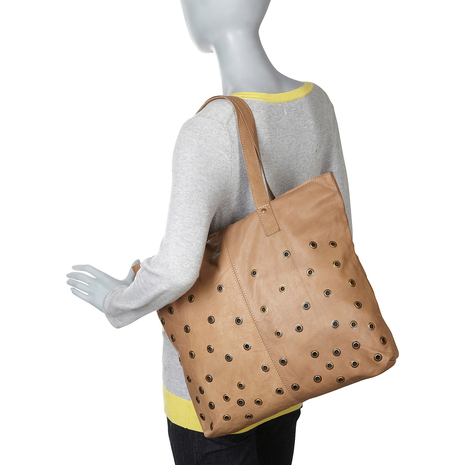 Brass Dotted Leather Tote