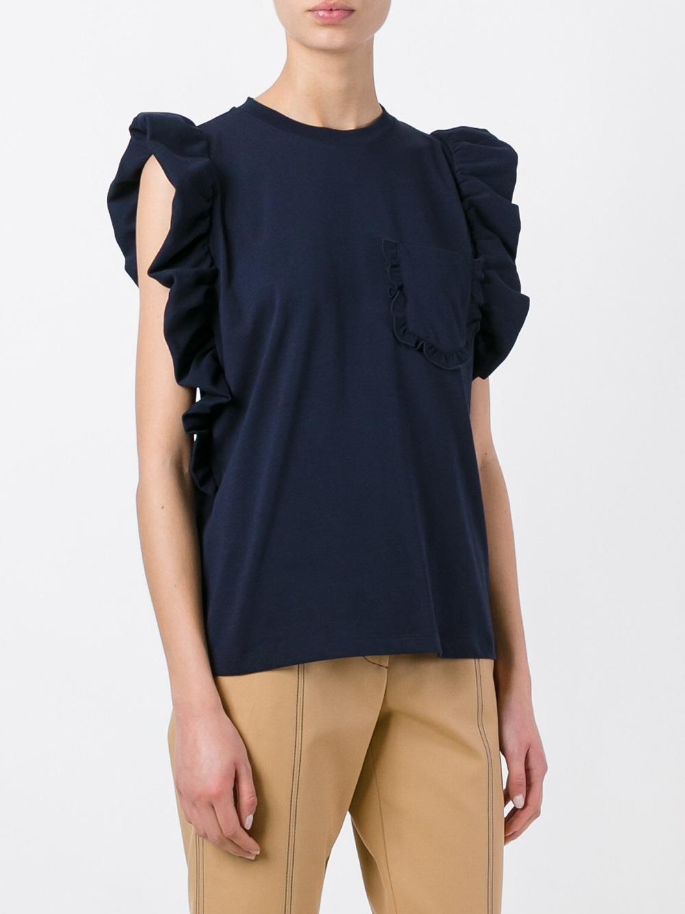 ruffled sleeves T-shirt 
