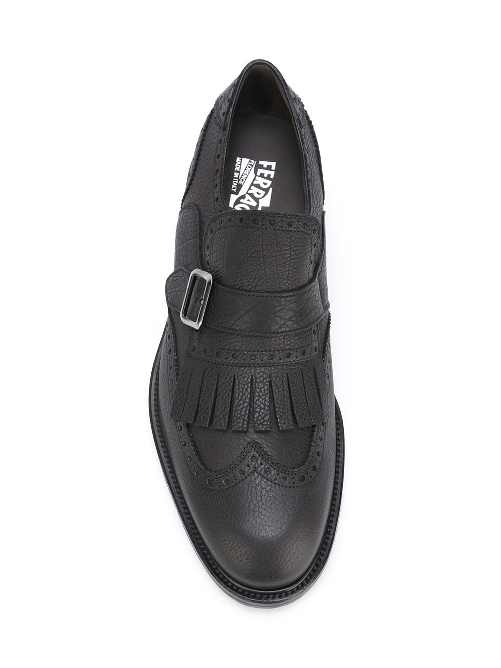 fringe trim brogue monk shoes