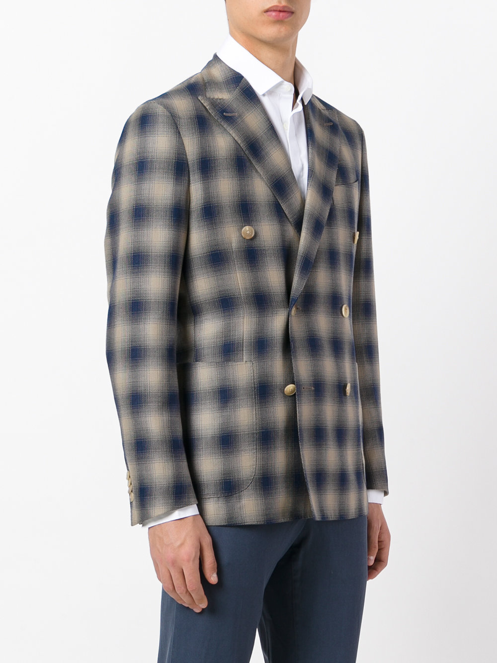 double-breasted check blazer