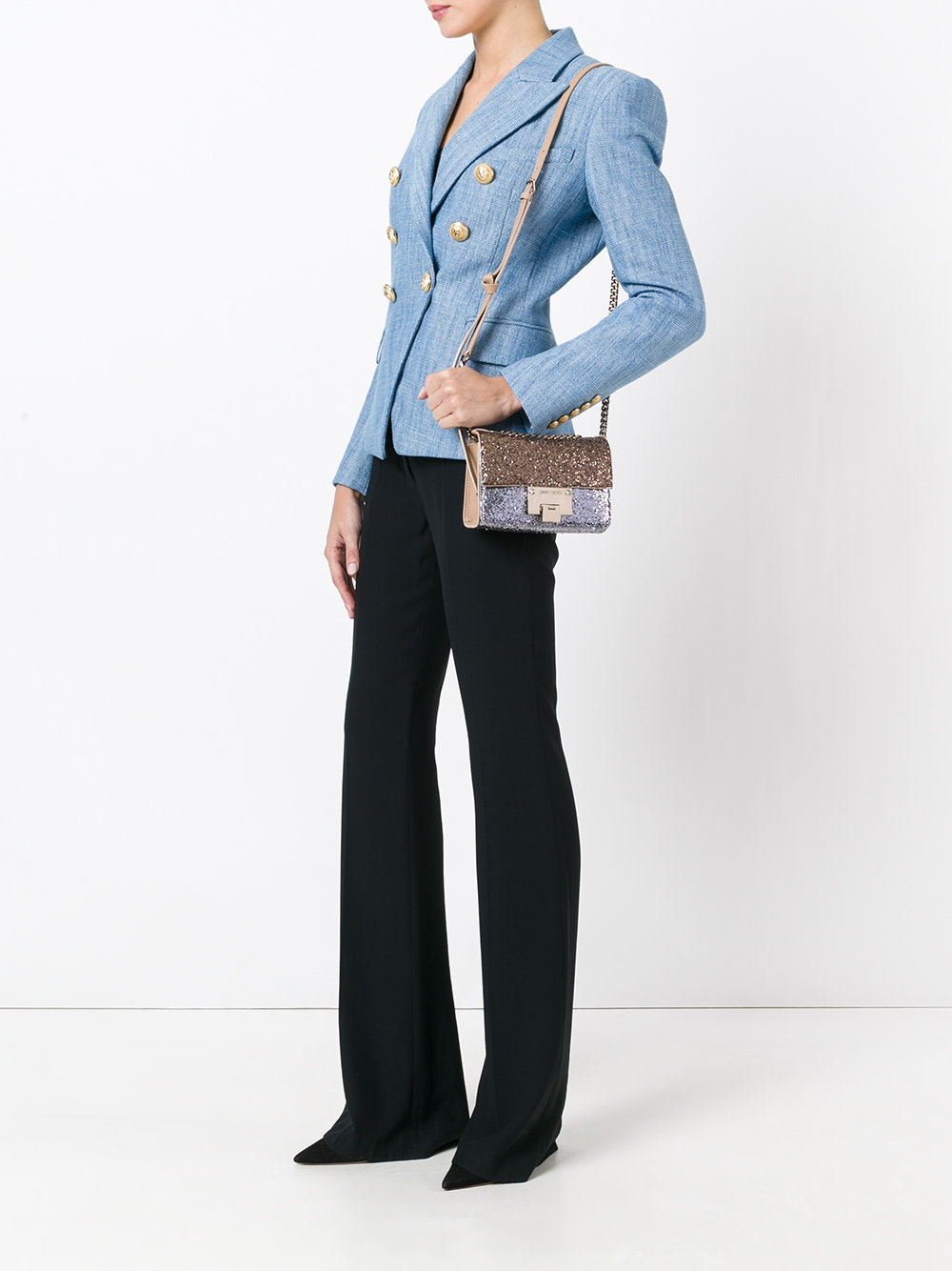 sparkle-effect crossbody bag