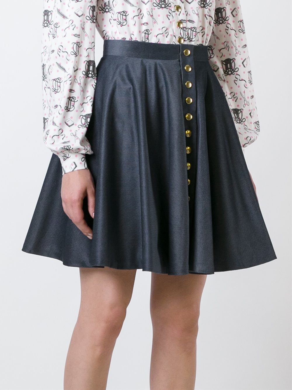 buttoned full mini skirt 