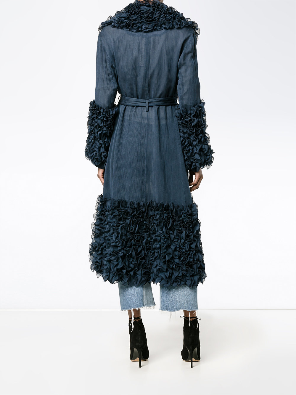 ruffle trimmed coat