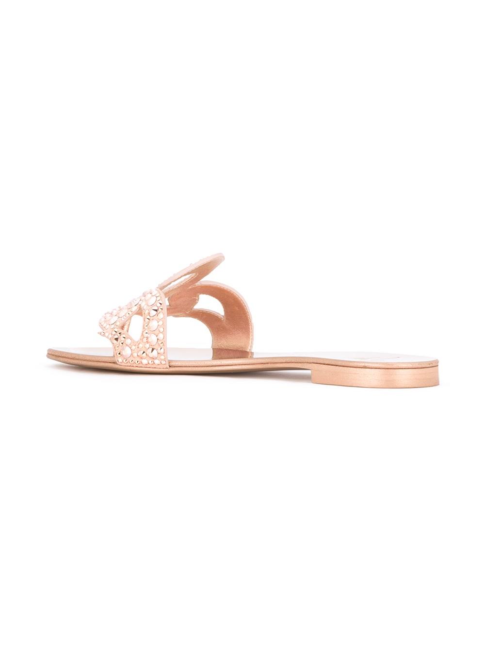 metallic flat sandals