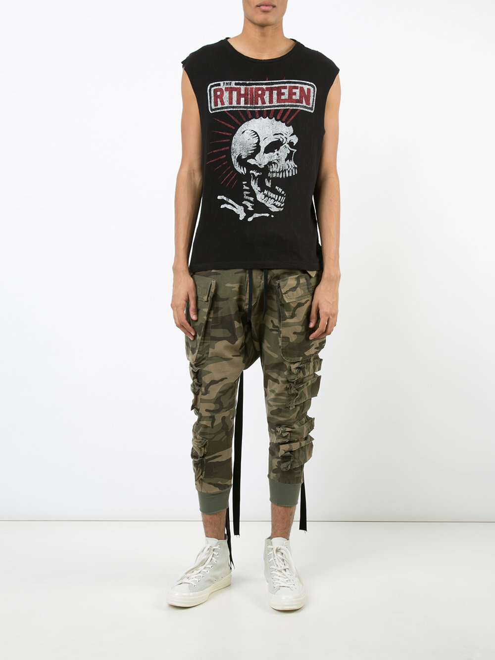 skull print sleeveless T-shirt 