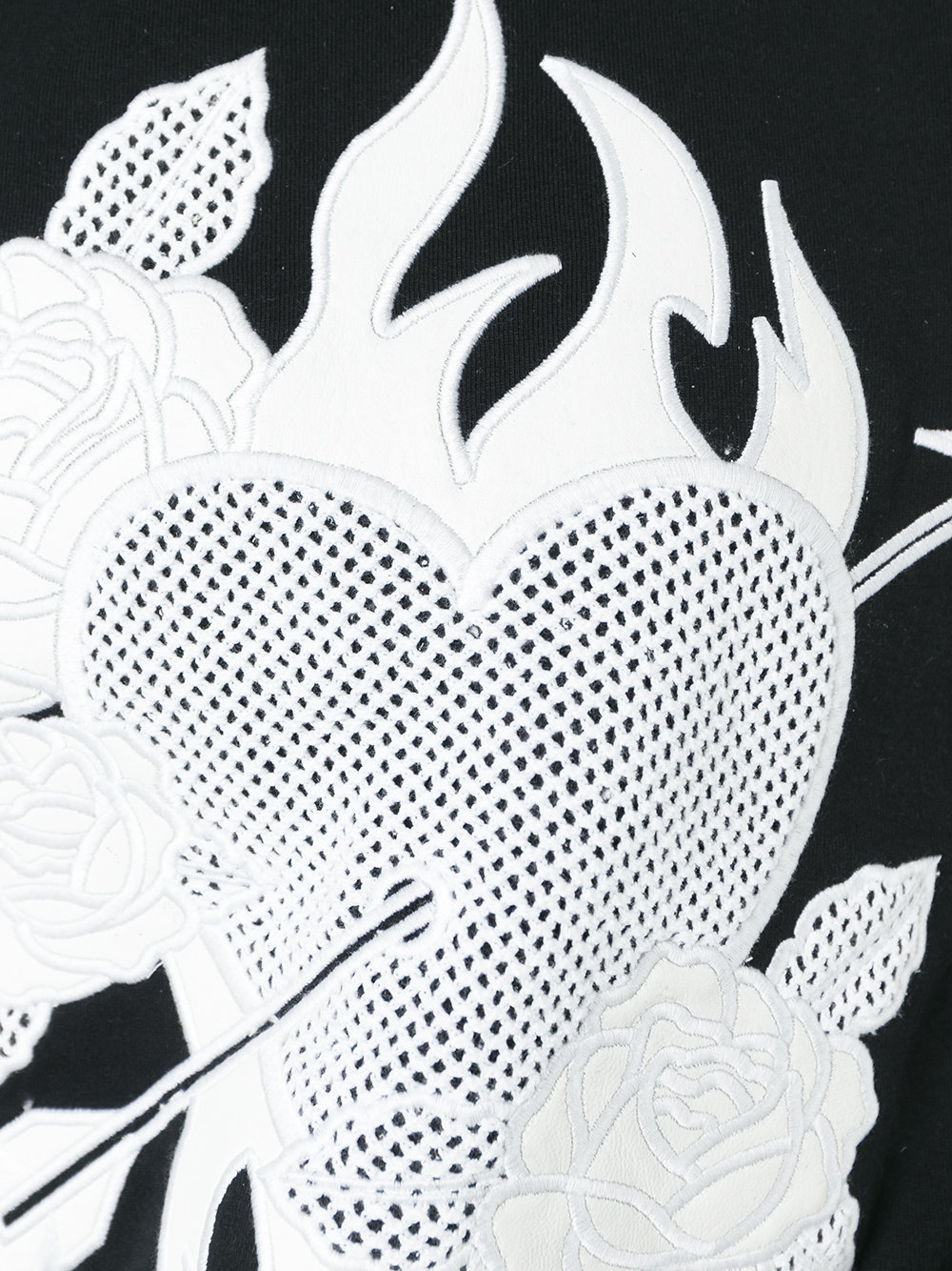 heart & roses patch sweatshirt
