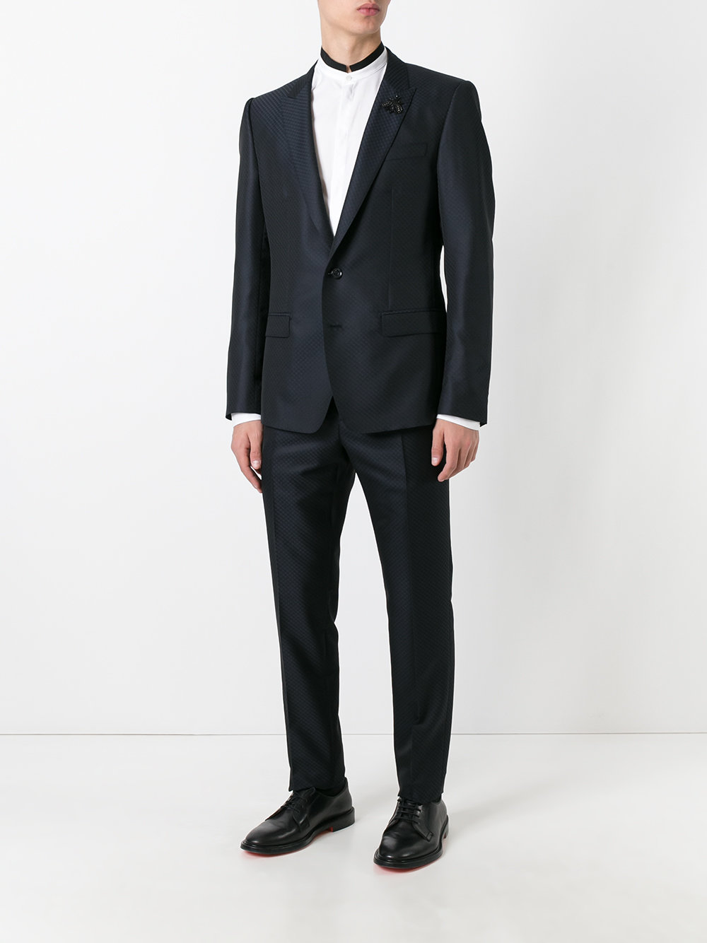 contrast mandarin collar shirt