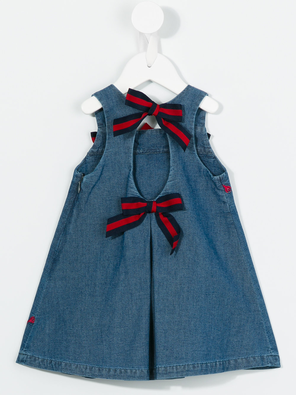 bow detail denim dress