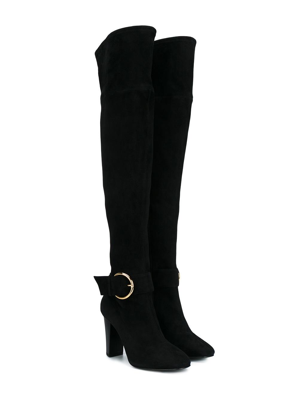 buckle detail over-knee boots