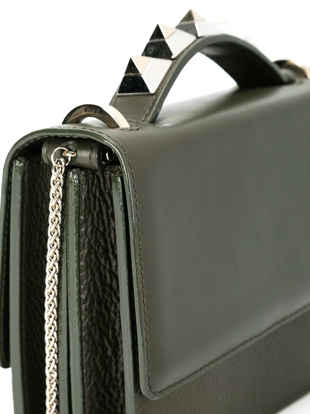 studded handle satchel bag