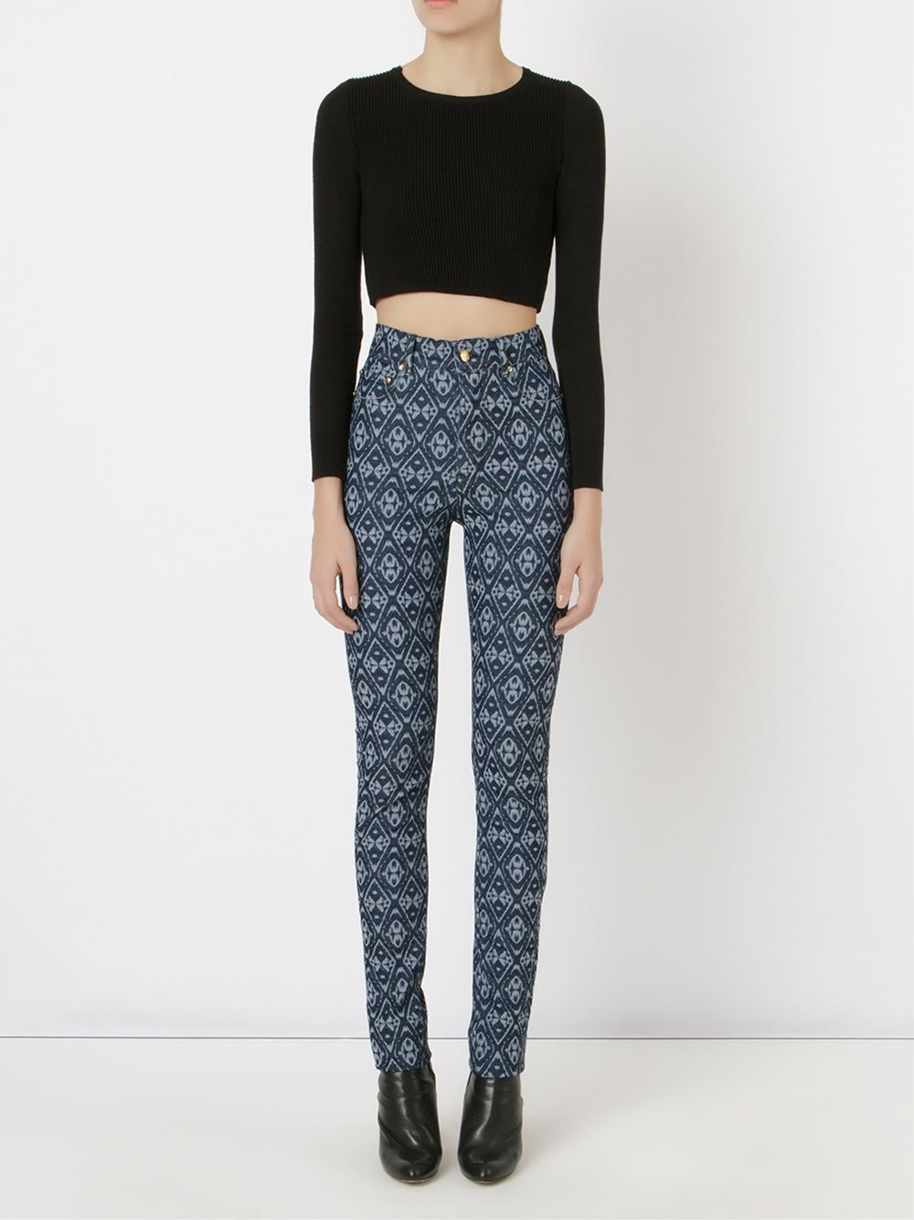 printed high waist skinny jeans
