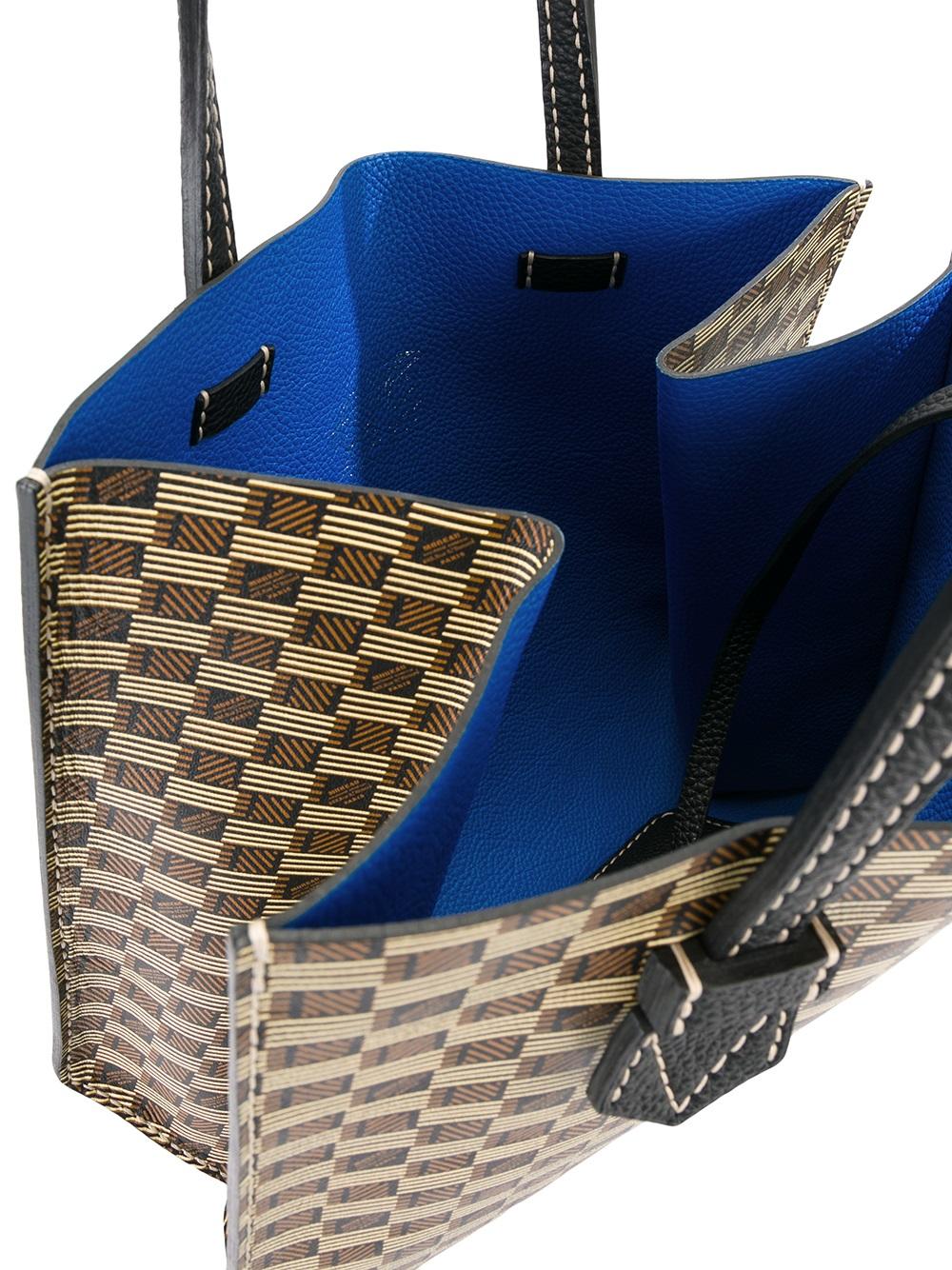 double handles checked tote
