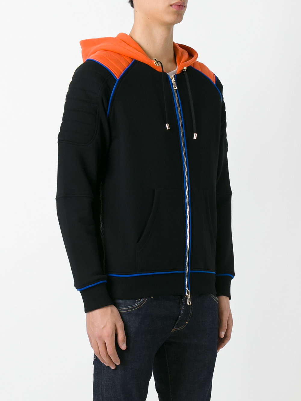 zip-up biker hoodie