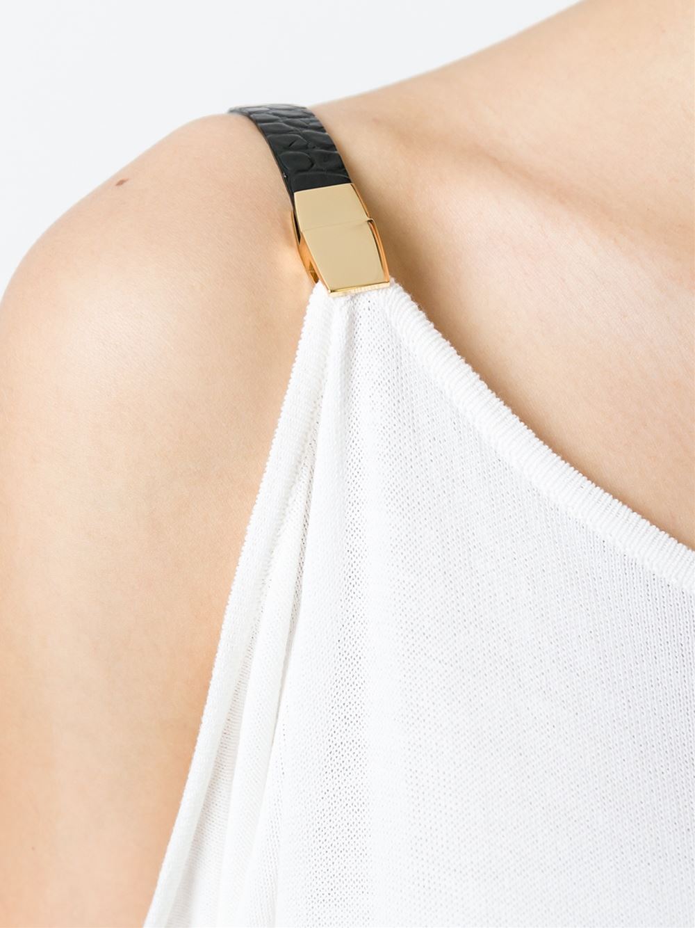 leather strap detail blouse